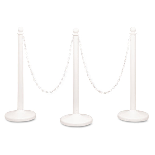 White Plastic Stanchion w/ Chain