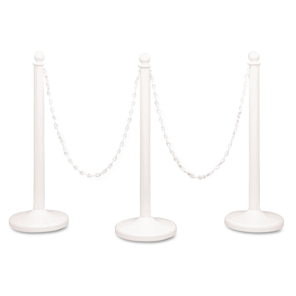White Plastic Stanchion w/ Chain