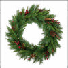 Holiday Wonderland 24 Woodland Berry Wreath with White Lights