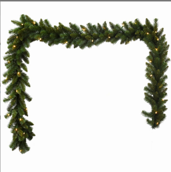 Holiday Wonderland Garland with White Lights 9' x 10
