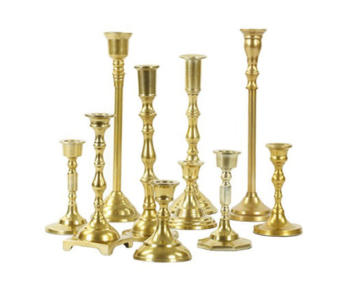 Gold Tapered Candle Holders (Assorted Sizes Available)